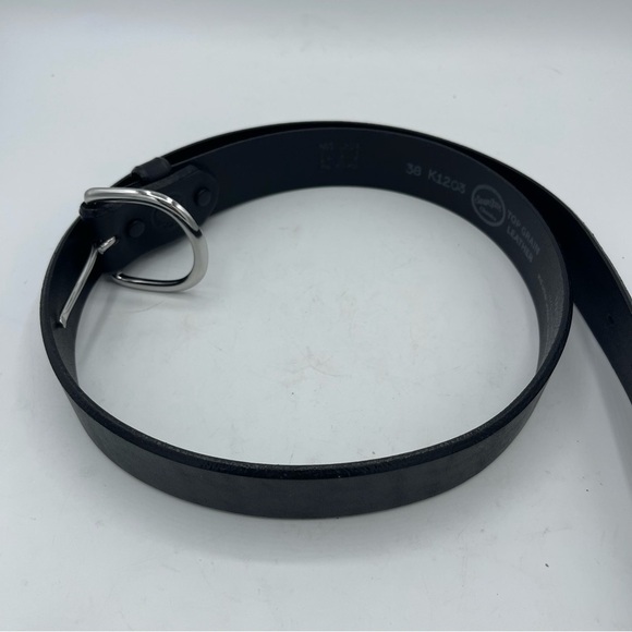 Silver Creek Black Top Grain Leather Belt Men's Size 38 Made USA Silver Buckle - Picture 3 of 5